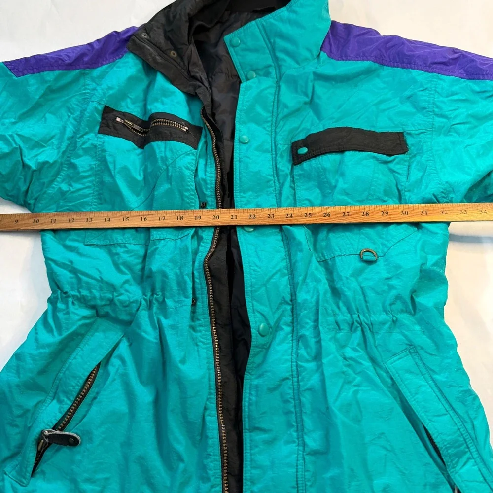 CEVAS Helly Hansen VTG Teal Purple Colorblock Ski Jacket Winter Coat Mens Medium